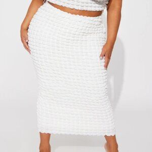 White Puffy Pop My Bubble Midi Skirt from Fashion Nova